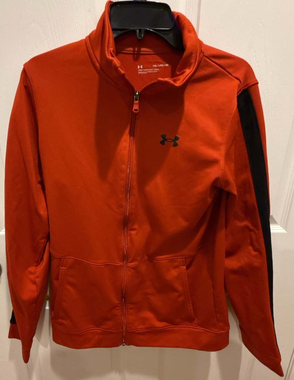 Under Armour Full Zip Jacket YXL Red Fleece Mock Neck